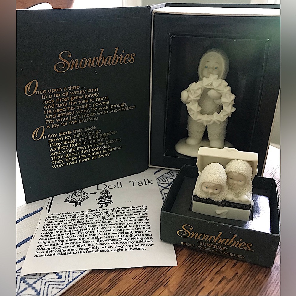Bundle 2 Snowbabies bisque figurines by Department 56, collectible and like new